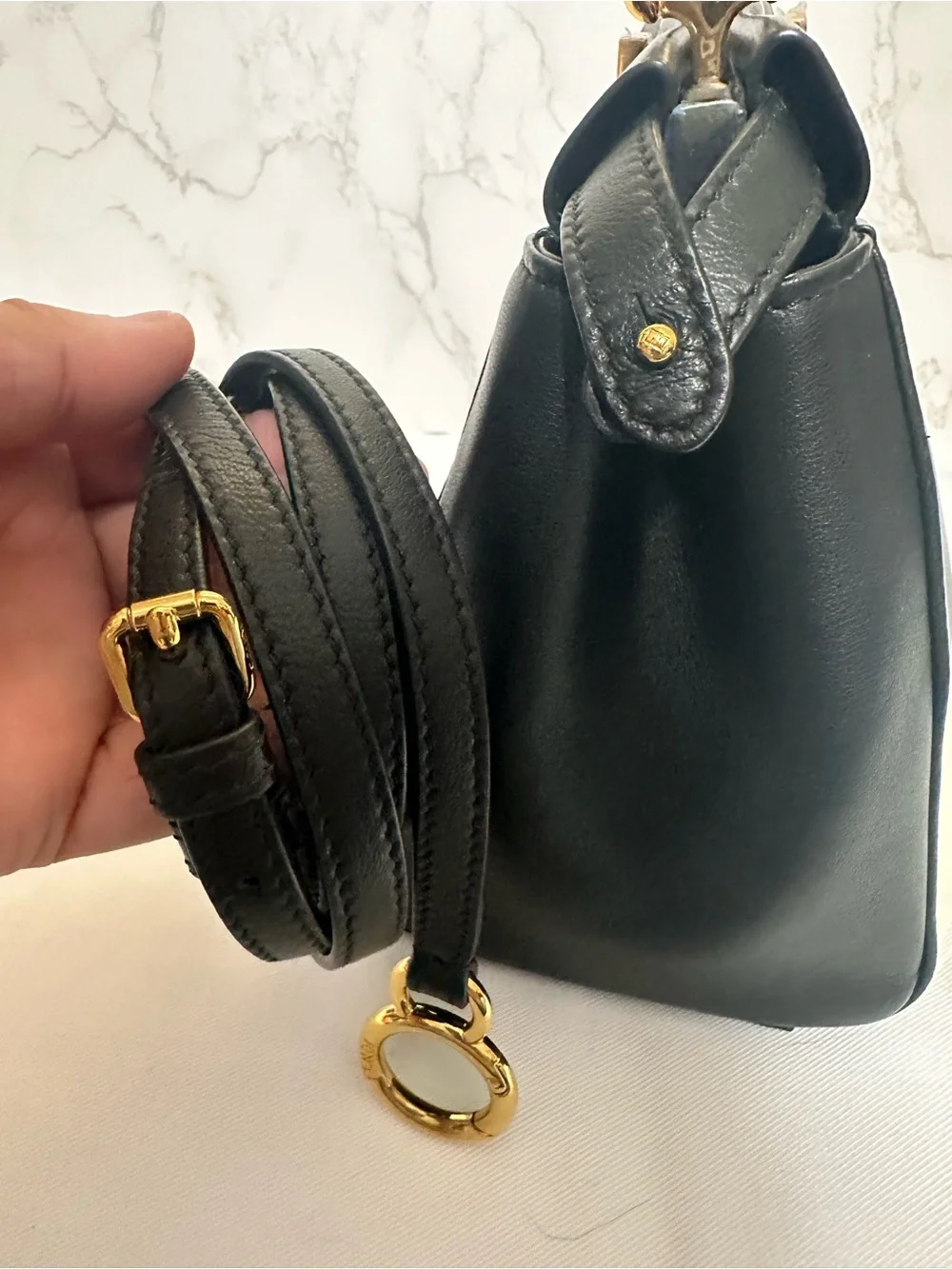 FENDI ❤️🌟PEEKABOO MINI BLACK CALF LEATHER ⭐️ - Picture 10 of 15